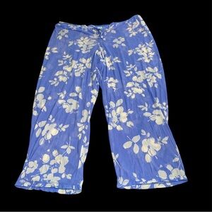 Baja Blue Vintage Floral Pants Swim Cover Up USA Made Mesh Blue White Small